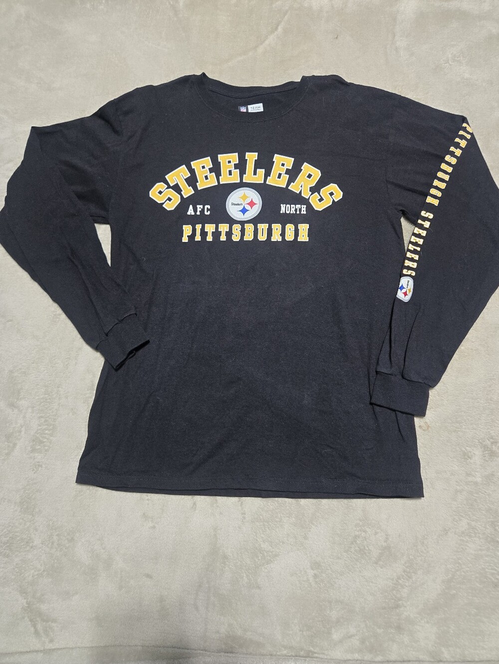 NFL Team Apparel Pittsburgh Steelers Black Long-Sleeve Shirt Men's Size Large